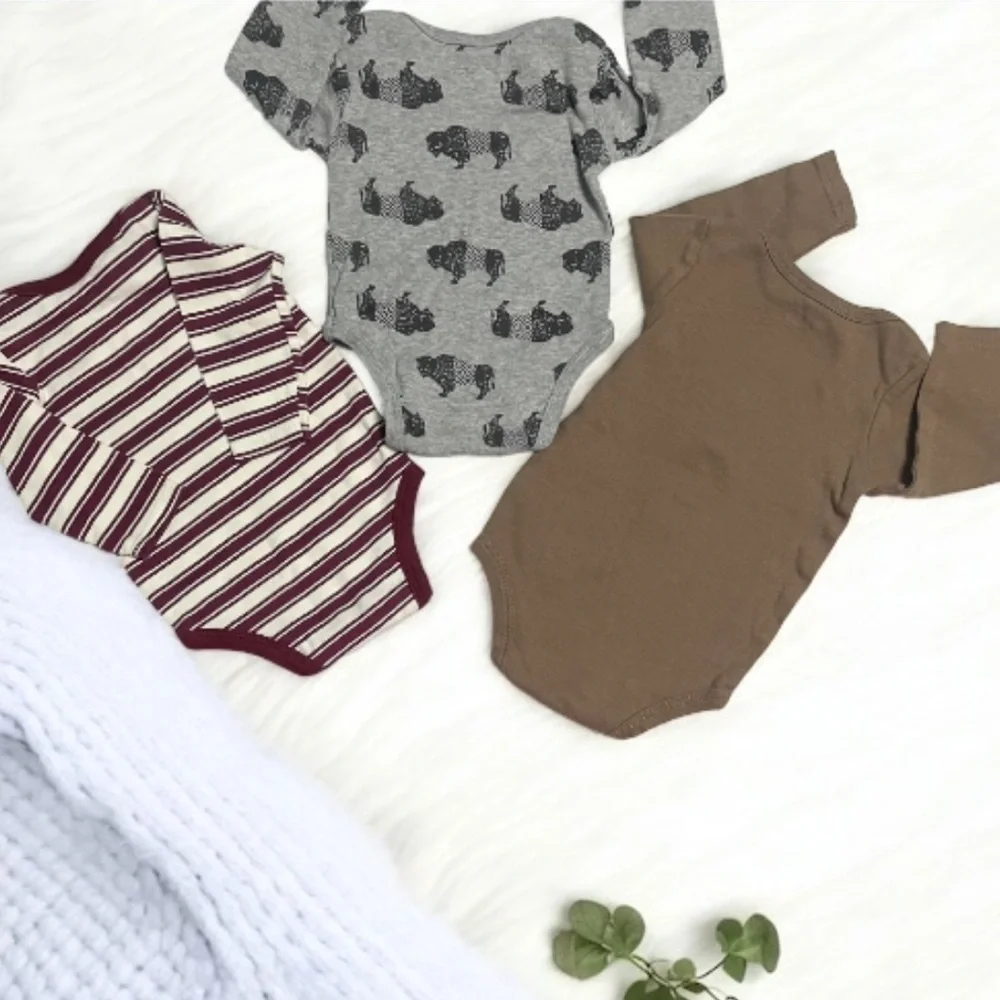 Cozy Striped,Animal Print, and Football Design Baby  Bodysuit Set